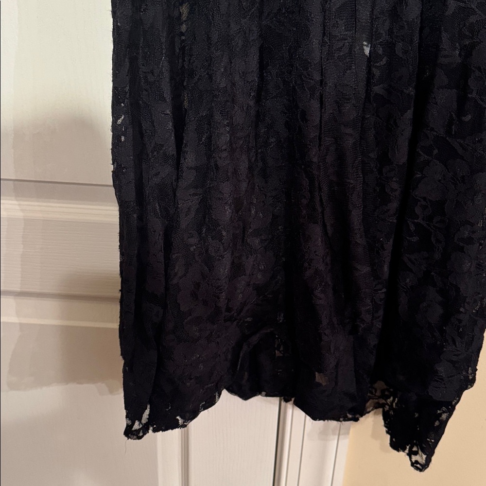 ORIGAMI Denim Vest Black Lace Bottom Boho Western Layering Piece Plus Size - Picture 8 of 13